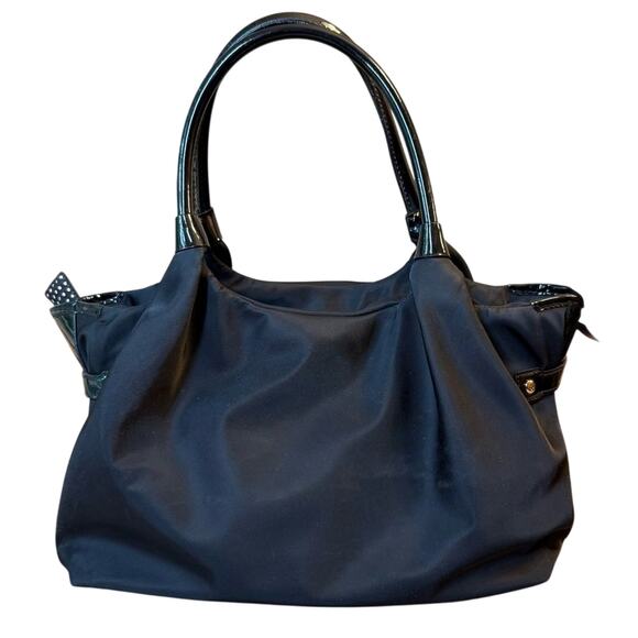 Kate Spade Bridgette Stevie Nylon Zippered Shoulder Bag Handbag Black Polka Dots - Picture 2 of 15